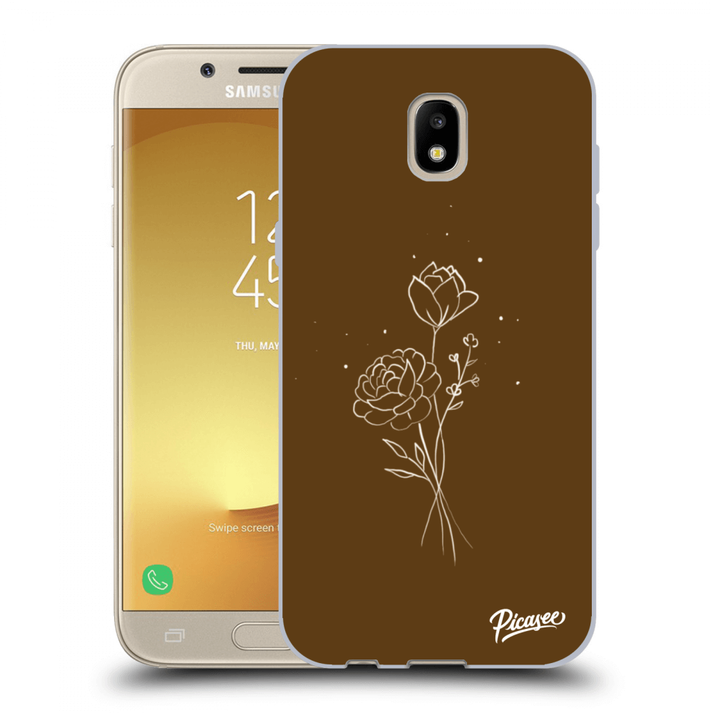 Picasee fekete szilikon tok az alábbi mobiltelefonokra Samsung Galaxy J5 2017 J530F - Brown flowers