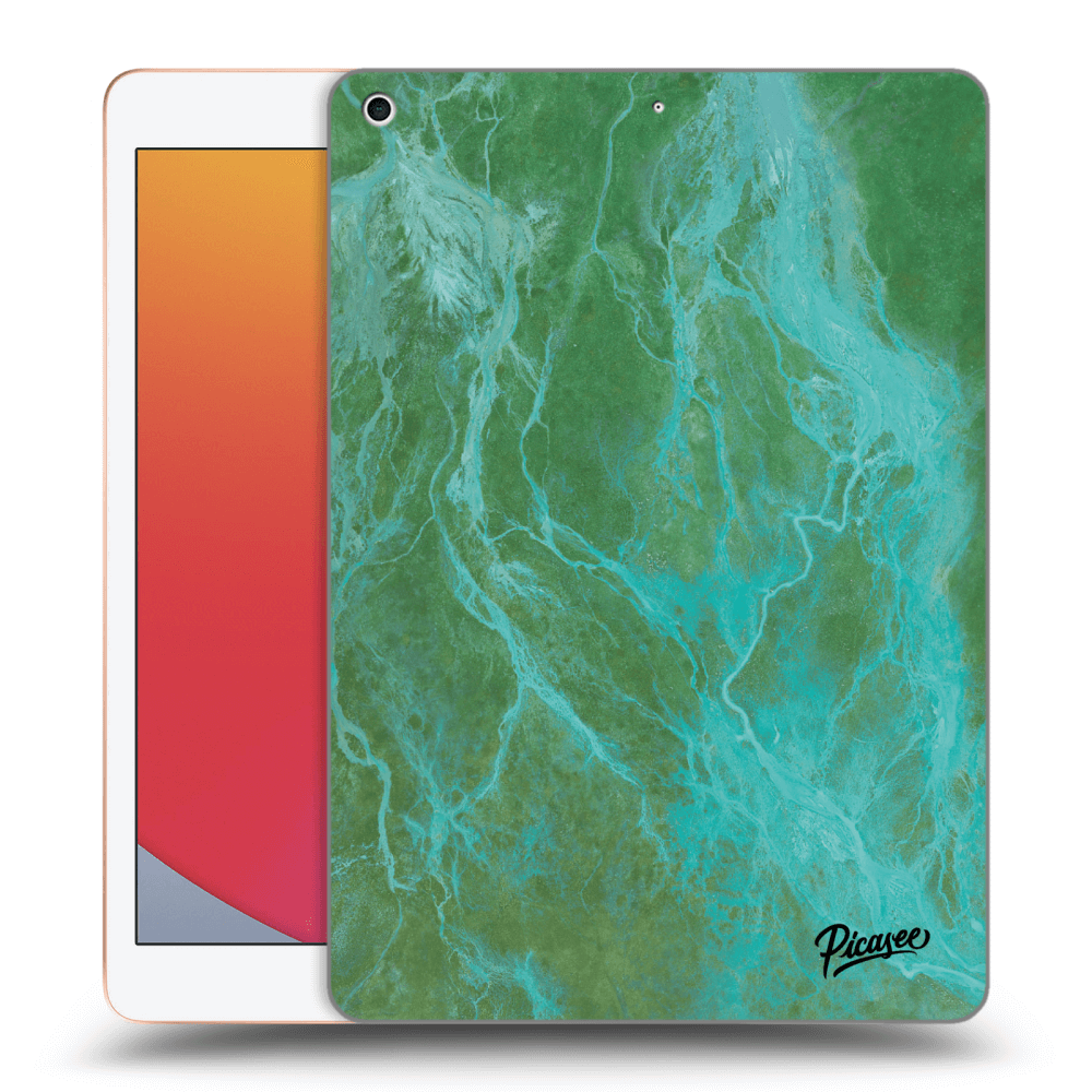 Picasee fekete szilikon tok az alábbi táblagépre Apple iPad 10.2" 2020 (8. gen) - Green marble