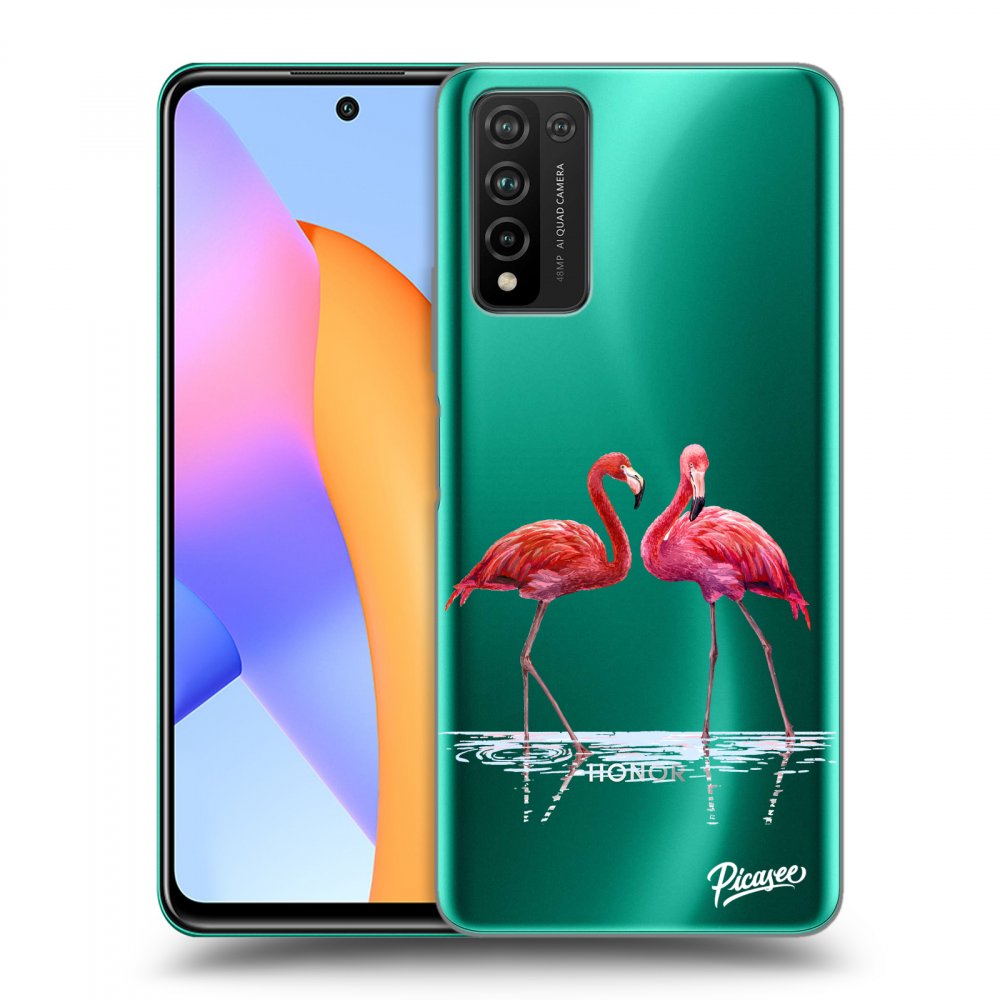 Picasee átlátszó szilikon tok az alábbi mobiltelefonokra Honor 10X Lite - Flamingos couple