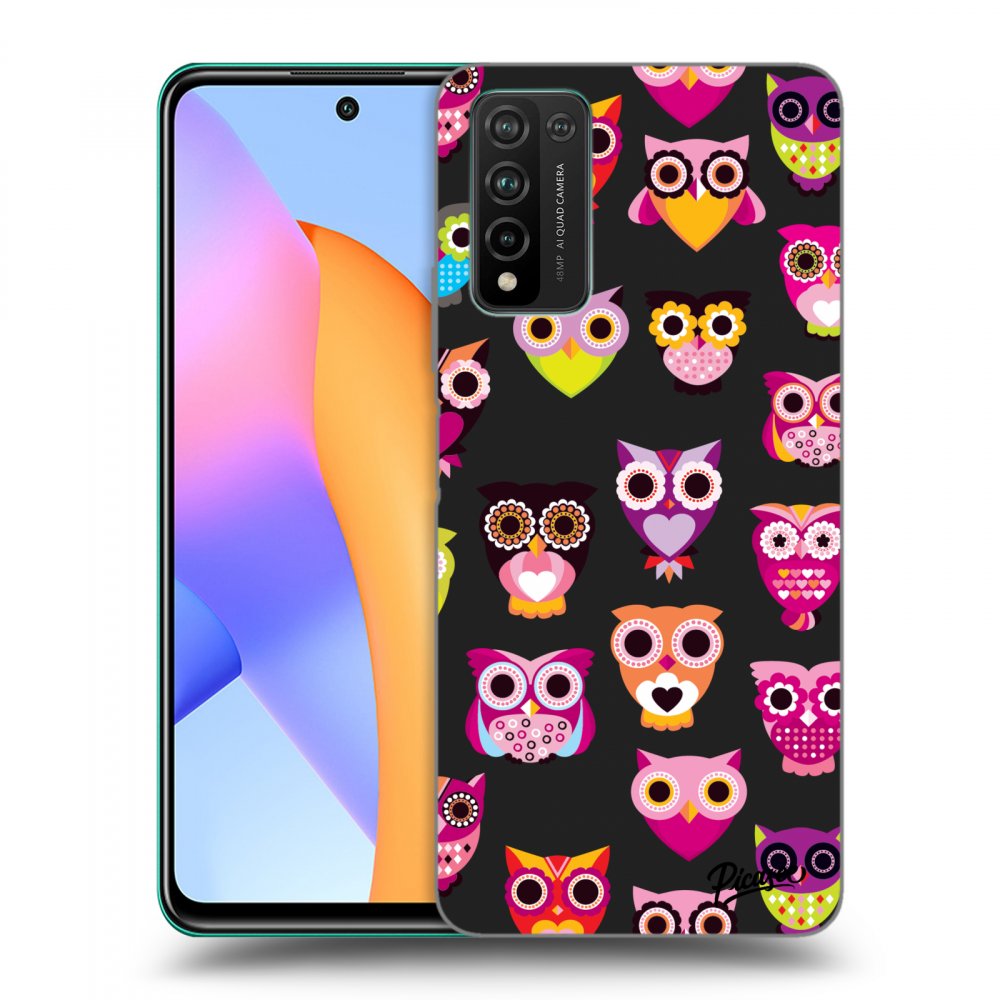 Picasee fekete szilikon tok az alábbi mobiltelefonokra Honor 10X Lite - Owls