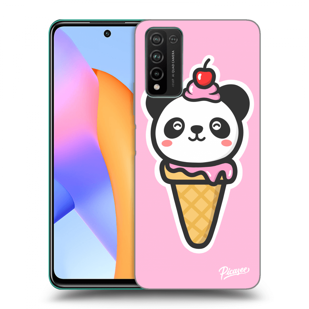Picasee fekete szilikon tok az alábbi mobiltelefonokra Honor 10X Lite - Ice Cream Panda