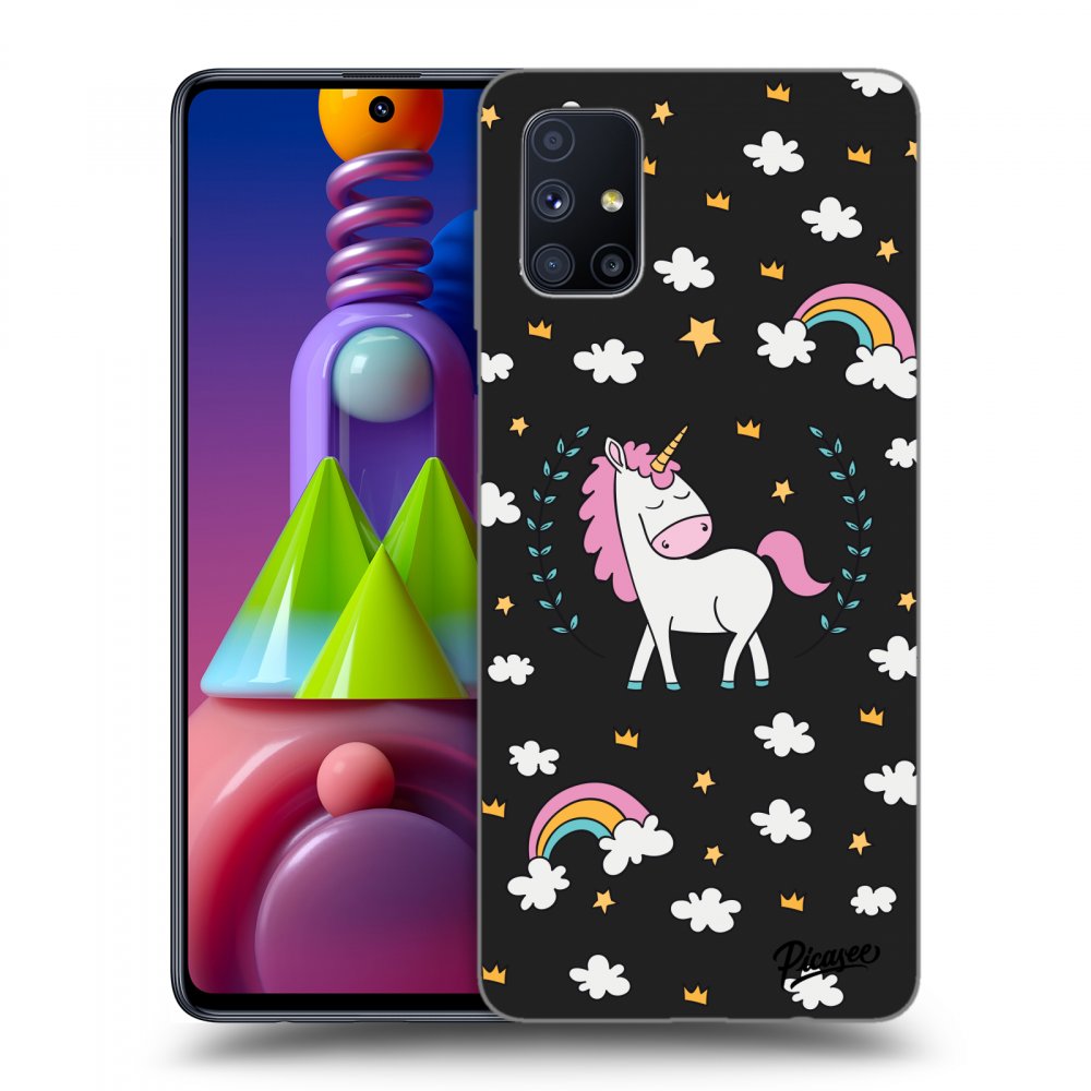 Picasee fekete szilikon tok az alábbi mobiltelefonokra Samsung Galaxy M51 M515F - Unicorn star heaven
