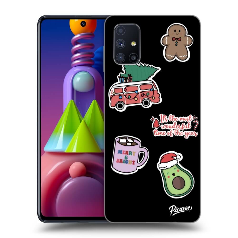 Picasee fekete szilikon tok az alábbi mobiltelefonokra Samsung Galaxy M51 M515F - Christmas Stickers