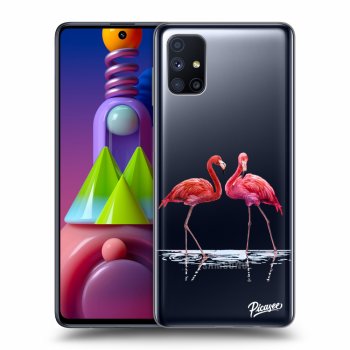 Picasee átlátszó szilikon tok az alábbi mobiltelefonokra Samsung Galaxy M51 M515F - Flamingos couple