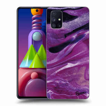 Picasee fekete szilikon tok az alábbi mobiltelefonokra Samsung Galaxy M51 M515F - Purple glitter