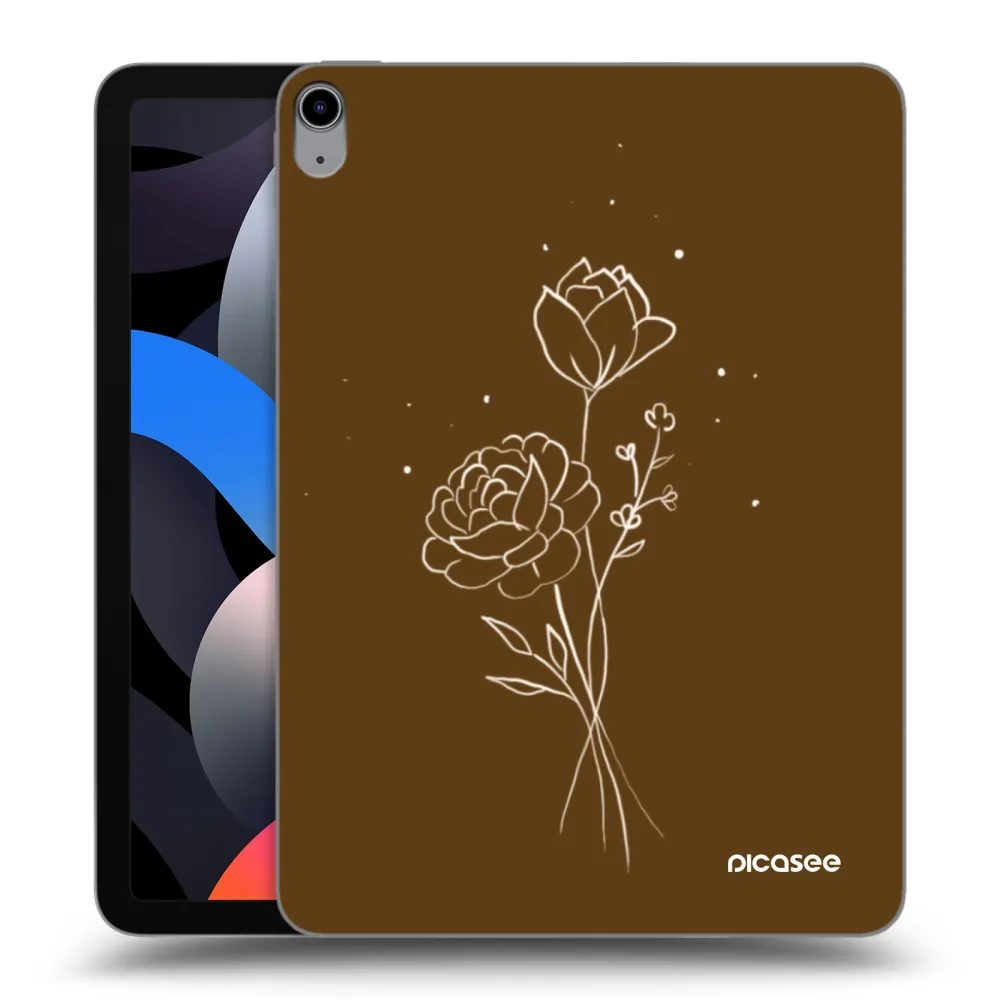 Picasee átlátszó szilikon tok az alábbi táblagépre Apple iPad Air 4 10.9" 2020 - Brown flowers