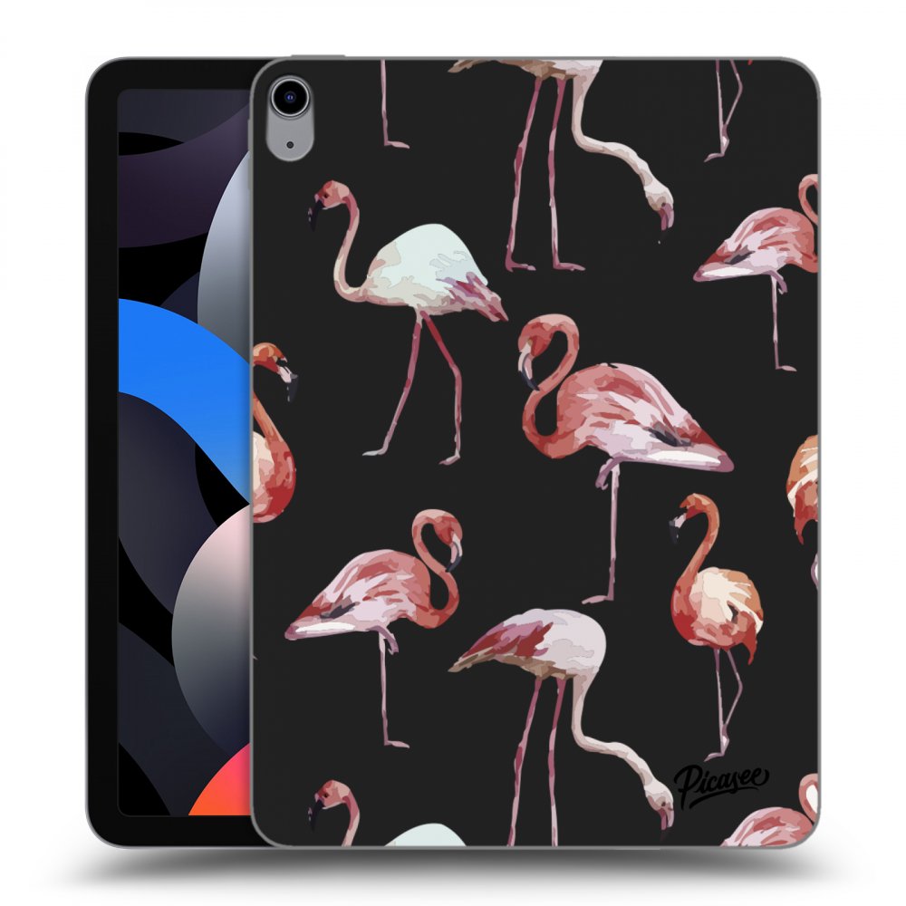 Picasee fekete szilikon tok az alábbi táblagépre Apple iPad Air 4 10.9" 2020 - Flamingos