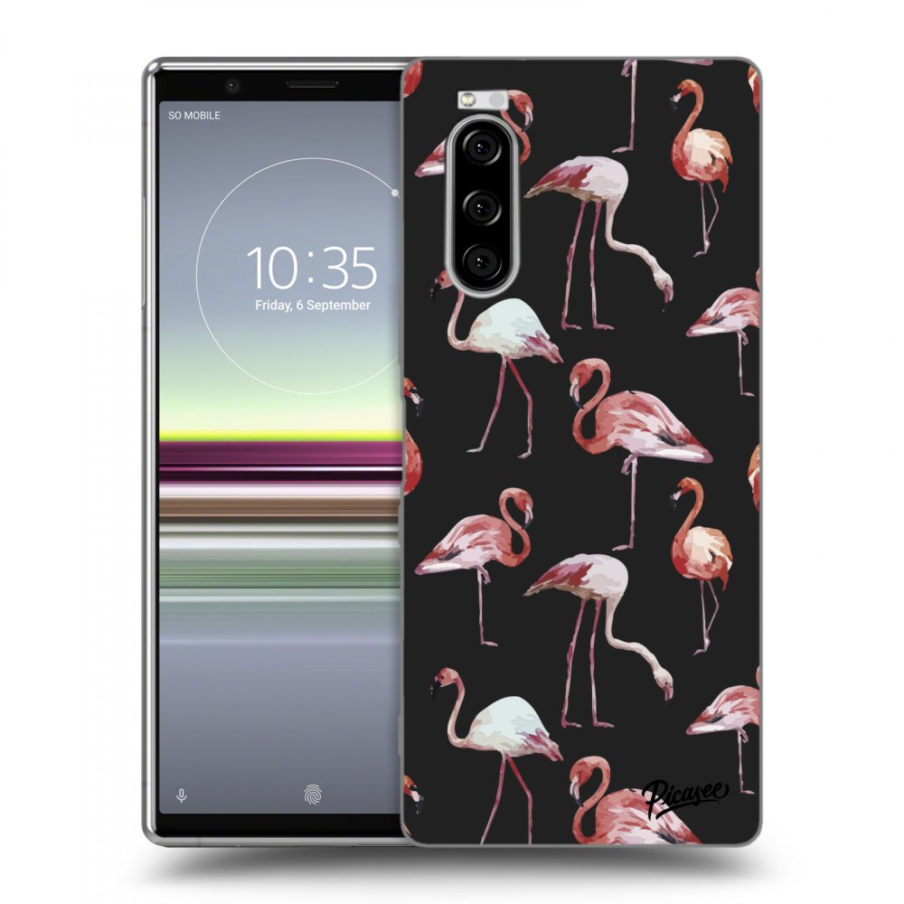 Picasee fekete szilikon tok az alábbi mobiltelefonokra Sony Xperia 5 - Flamingos