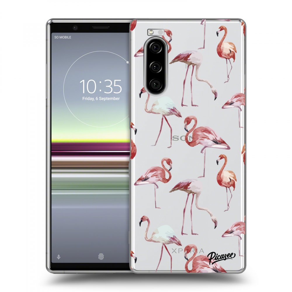 Picasee átlátszó szilikon tok az alábbi mobiltelefonokra Sony Xperia 5 - Flamingos