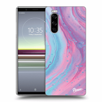 Picasee fekete szilikon tok az alábbi mobiltelefonokra Sony Xperia 5 - Pink liquid