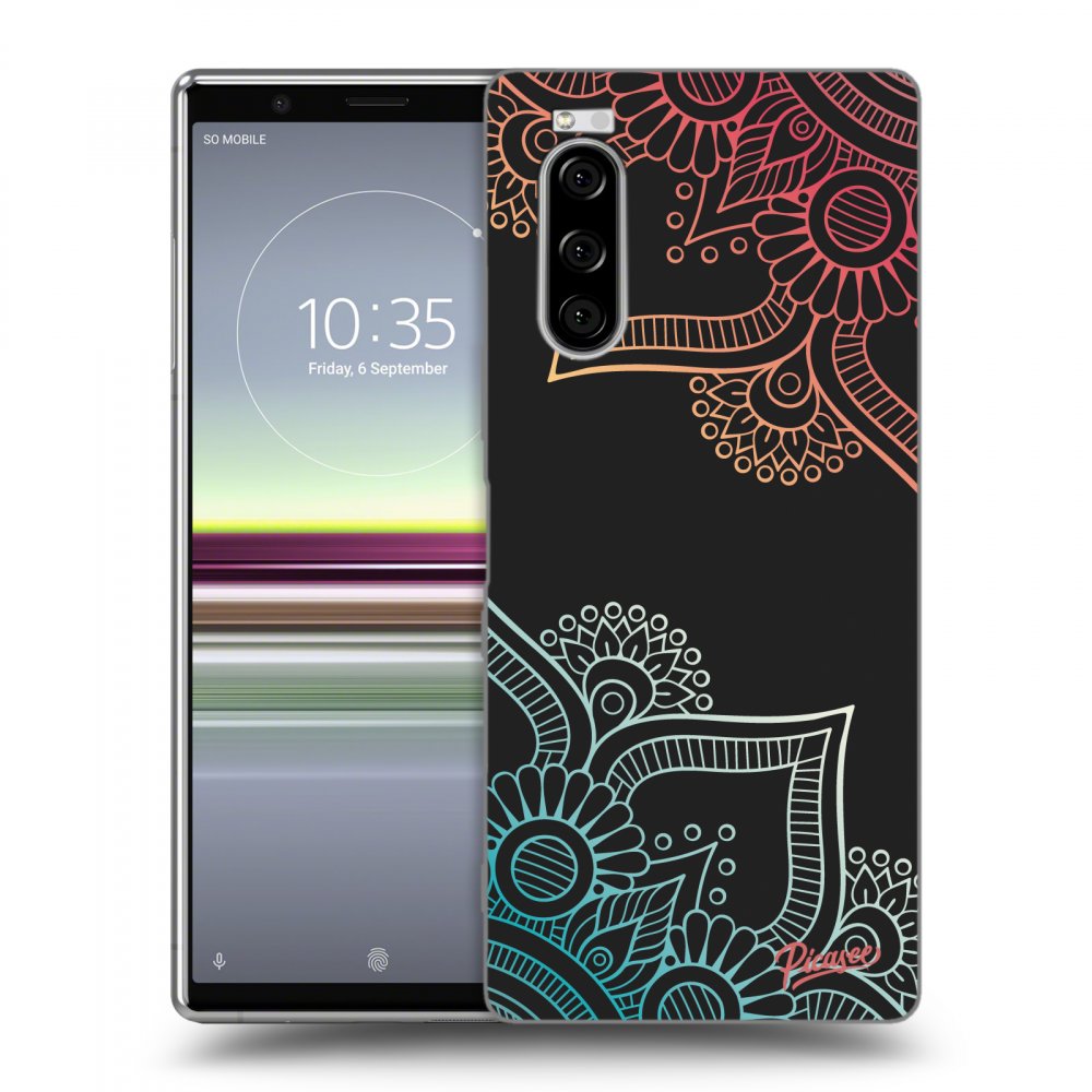 Picasee fekete szilikon tok az alábbi mobiltelefonokra Sony Xperia 5 - Flowers pattern