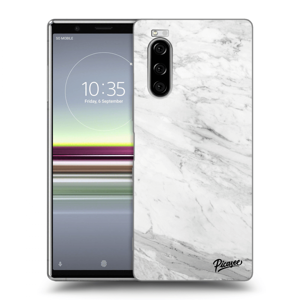 Picasee átlátszó szilikon tok az alábbi mobiltelefonokra Sony Xperia 5 - White marble