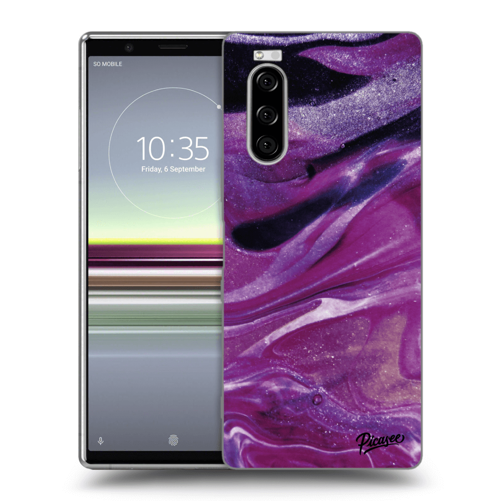 Picasee átlátszó szilikon tok az alábbi mobiltelefonokra Sony Xperia 5 - Purple glitter
