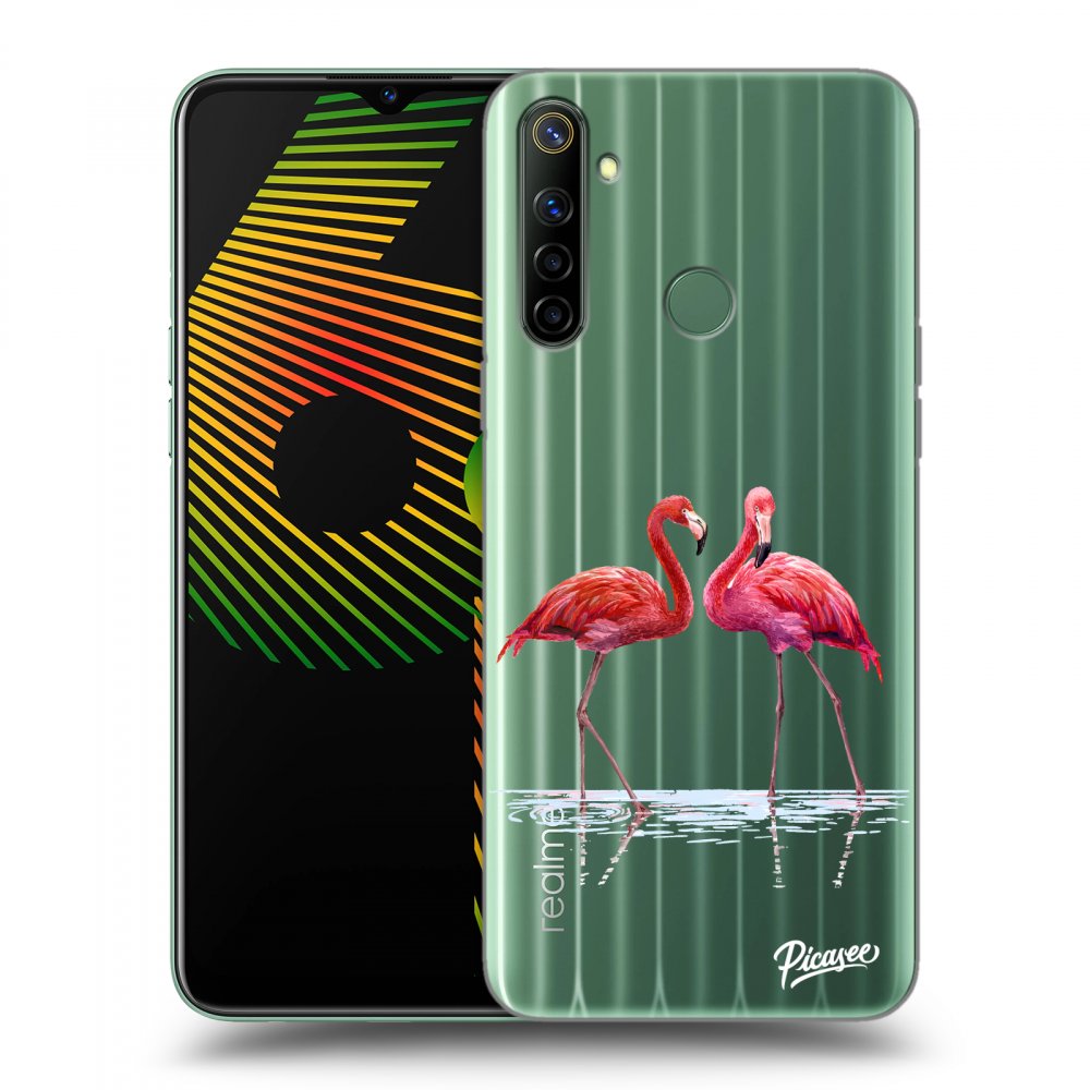 Picasee átlátszó szilikon tok az alábbi mobiltelefonokra Realme 6i - Flamingos couple