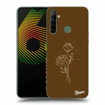 Picasee átlátszó szilikon tok az alábbi mobiltelefonokra Realme 6i - Brown flowers