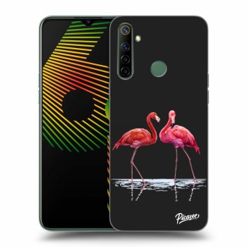 Picasee fekete szilikon tok az alábbi mobiltelefonokra Realme 6i - Flamingos couple