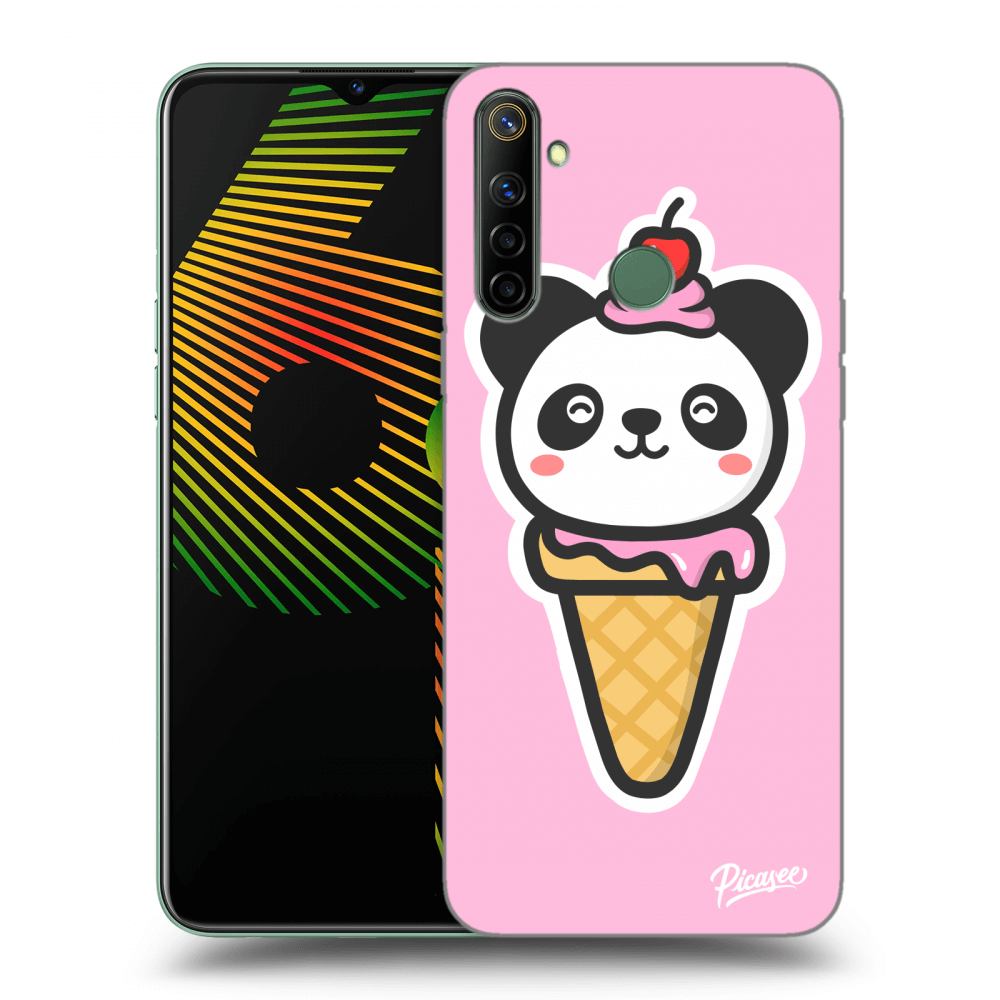 Picasee fekete szilikon tok az alábbi mobiltelefonokra Realme 6i - Ice Cream Panda