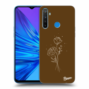 Picasee átlátszó szilikon tok az alábbi mobiltelefonokra Realme 5 - Brown flowers