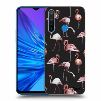 Picasee fekete szilikon tok az alábbi mobiltelefonokra Realme 5 - Flamingos