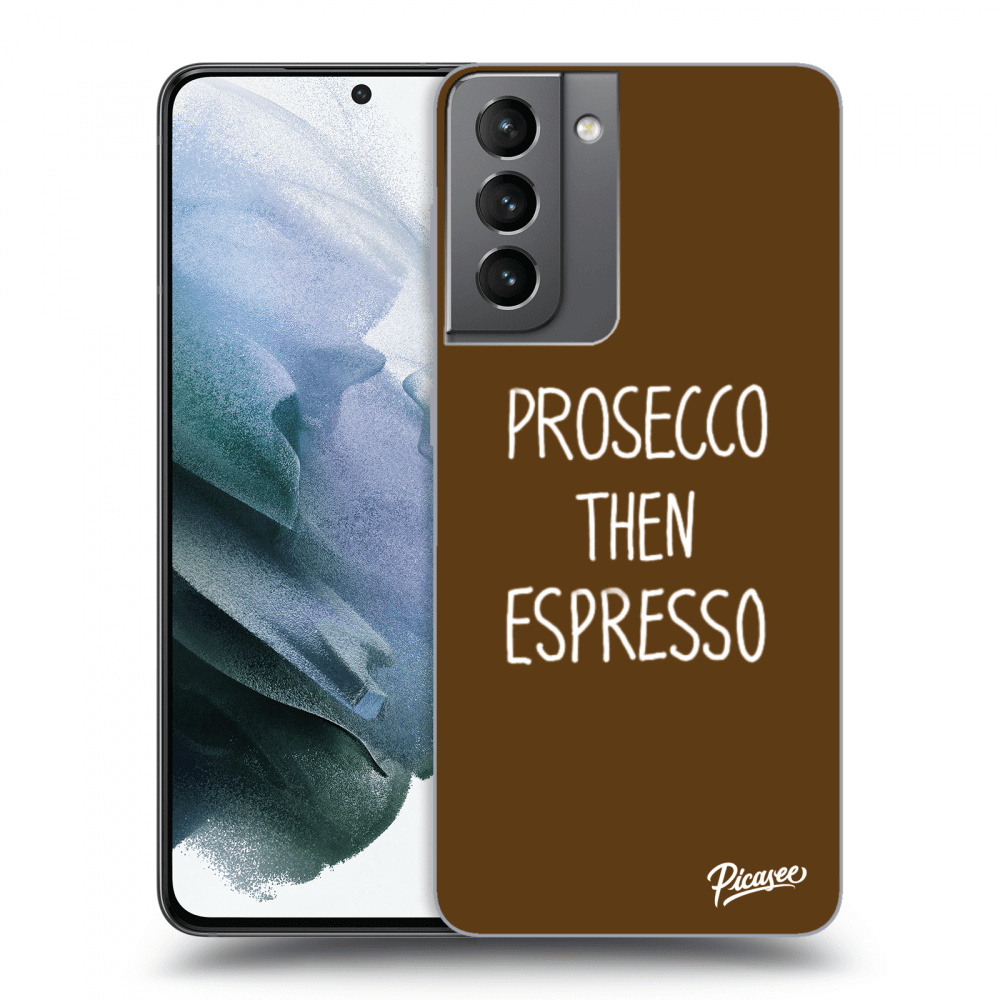 Picasee fekete szilikon tok az alábbi mobiltelefonokra Samsung Galaxy S21 5G G991B - Prosecco then espresso