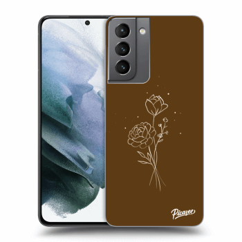 Picasee fekete szilikon tok az alábbi mobiltelefonokra Samsung Galaxy S21 5G G991B - Brown flowers
