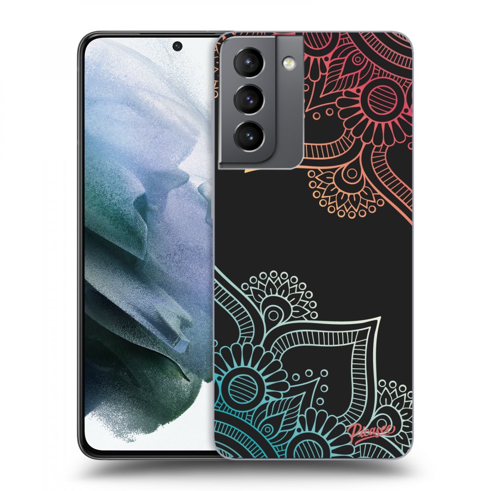 Picasee fekete szilikon tok az alábbi mobiltelefonokra Samsung Galaxy S21 5G G991B - Flowers pattern
