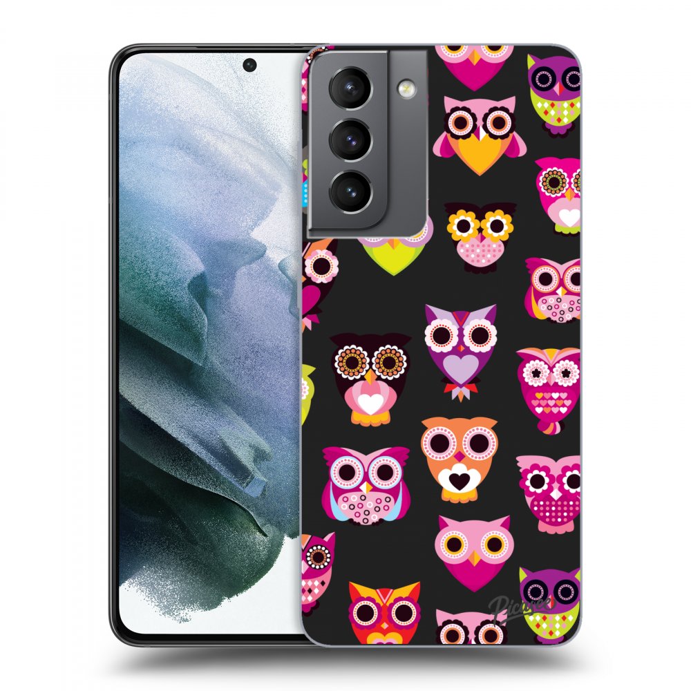 Picasee fekete szilikon tok az alábbi mobiltelefonokra Samsung Galaxy S21 5G G991B - Owls