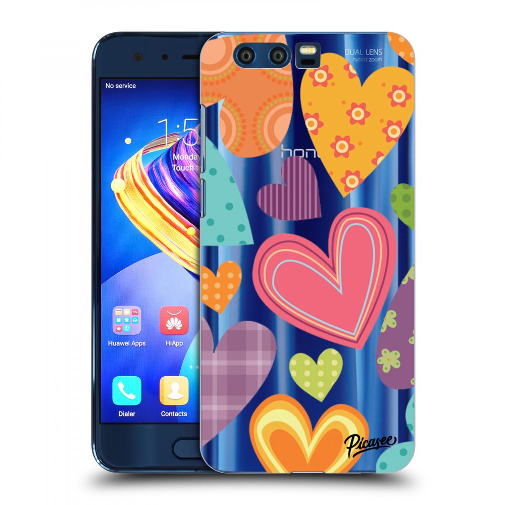 Picasee átlátszó szilikon tok az alábbi mobiltelefonokra Honor 9 - Colored heart