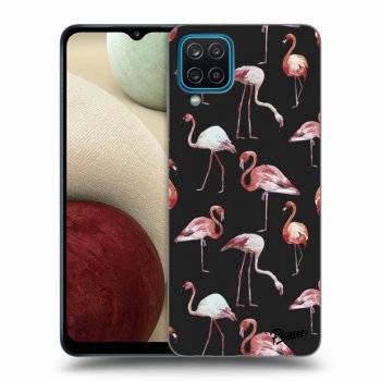 Picasee fekete szilikon tok az alábbi mobiltelefonokra Samsung Galaxy A12 A125F - Flamingos