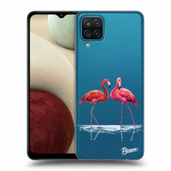 Picasee átlátszó szilikon tok az alábbi mobiltelefonokra Samsung Galaxy A12 A125F - Flamingos couple