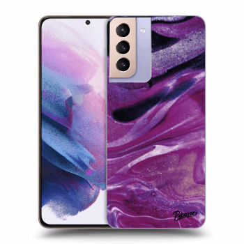 Picasee fekete szilikon tok az alábbi mobiltelefonokra Samsung Galaxy S21+ 5G G996F - Purple glitter