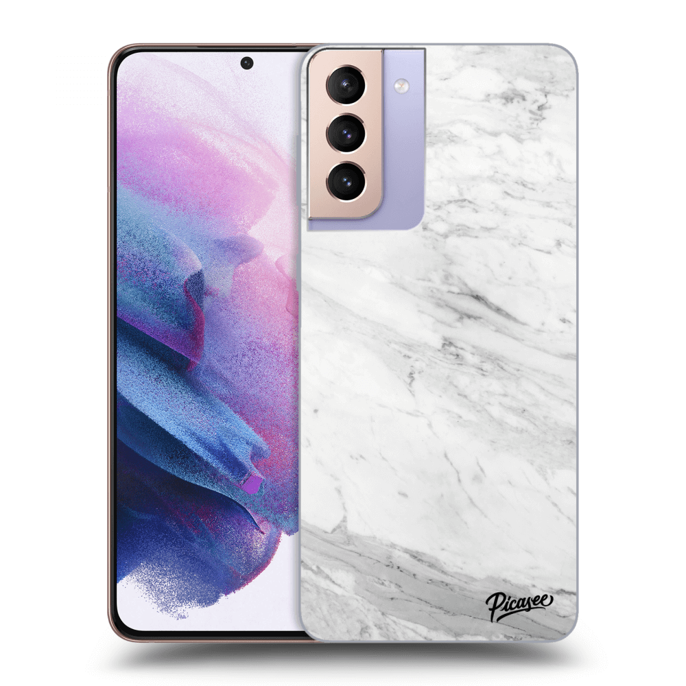 Picasee átlátszó szilikon tok az alábbi mobiltelefonokra Samsung Galaxy S21+ 5G G996F - White marble