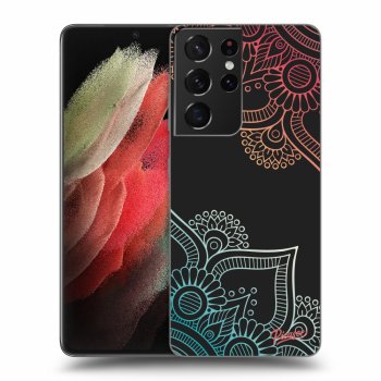 Picasee fekete szilikon tok az alábbi mobiltelefonokra Samsung Galaxy S21 Ultra 5G G998B - Flowers pattern