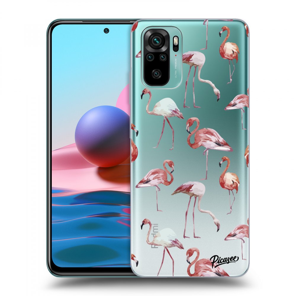 Picasee átlátszó szilikon tok az alábbi mobiltelefonokra Xiaomi Redmi Note 10 - Flamingos