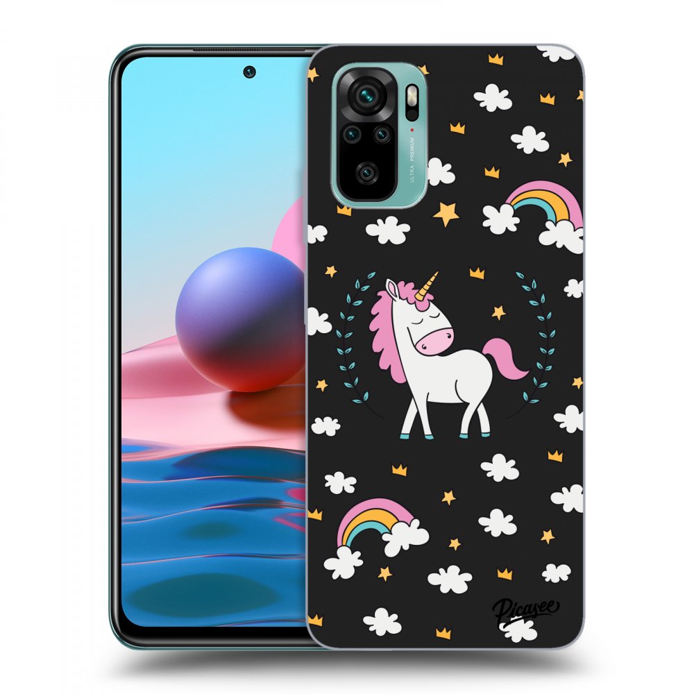 Picasee fekete szilikon tok az alábbi mobiltelefonokra Xiaomi Redmi Note 10 - Unicorn star heaven