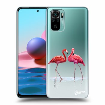 Picasee átlátszó szilikon tok az alábbi mobiltelefonokra Xiaomi Redmi Note 10 - Flamingos couple