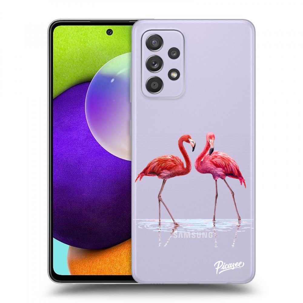 Picasee átlátszó szilikon tok az alábbi mobiltelefonokra Samsung Galaxy A52 A525F - Flamingos couple