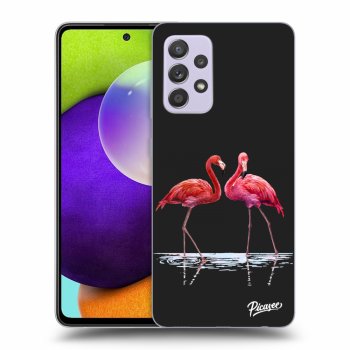 Picasee fekete szilikon tok az alábbi mobiltelefonokra Samsung Galaxy A52 A525F - Flamingos couple
