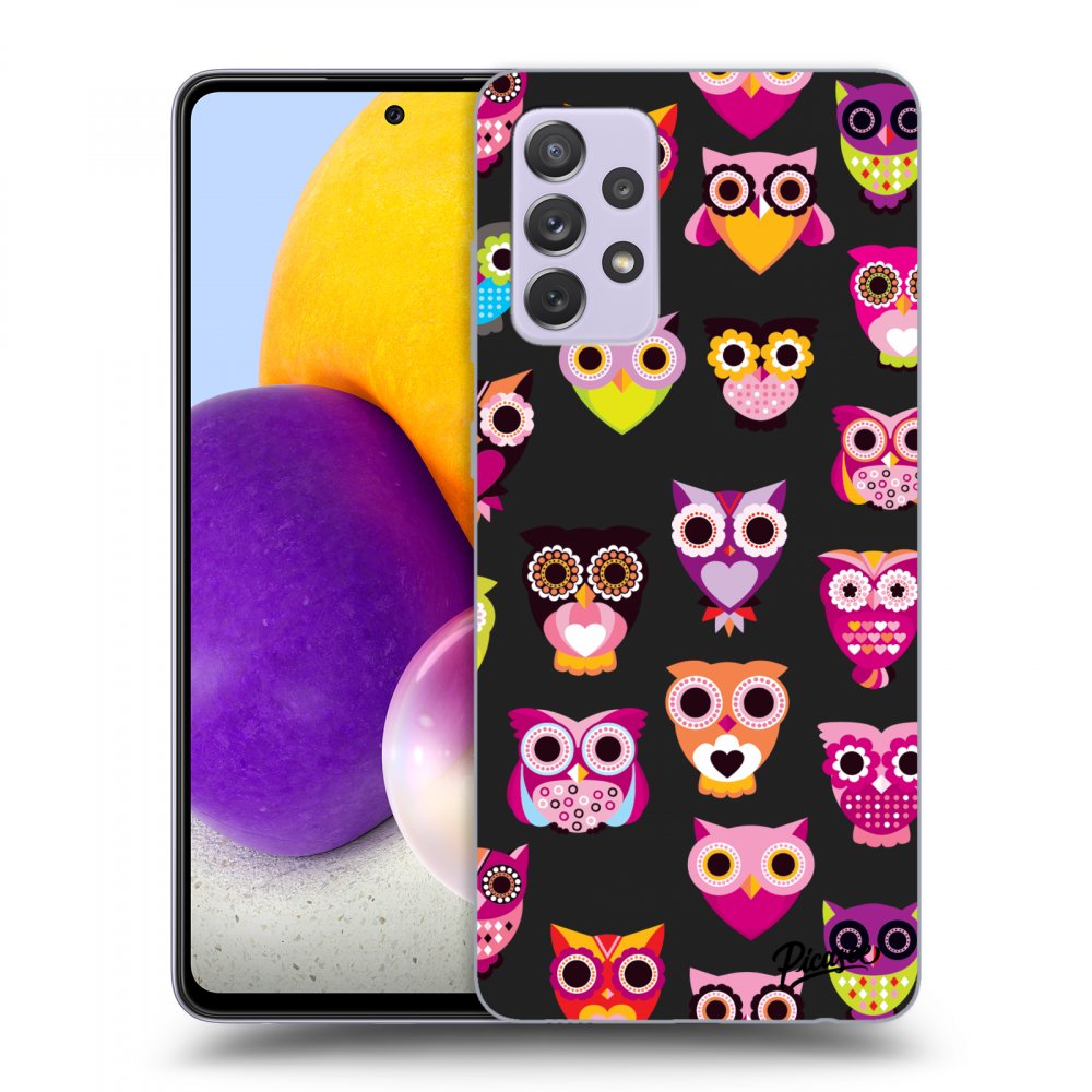 Picasee fekete szilikon tok az alábbi mobiltelefonokra Samsung Galaxy A72 A725F - Owls