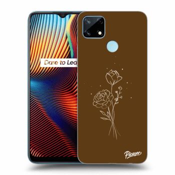 Picasee fekete szilikon tok az alábbi mobiltelefonokra Realme 7i - Brown flowers