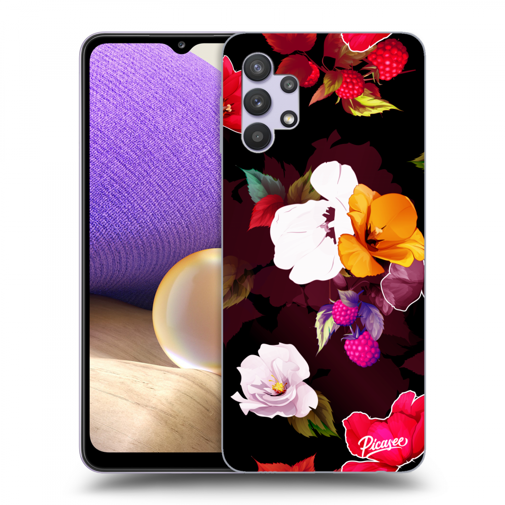 Picasee fekete szilikon tok az alábbi mobiltelefonokra Samsung Galaxy A32 5G A326B - Flowers and Berries
