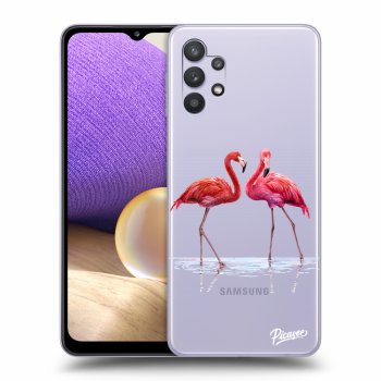 Picasee átlátszó szilikon tok az alábbi mobiltelefonokra Samsung Galaxy A32 5G A326B - Flamingos couple