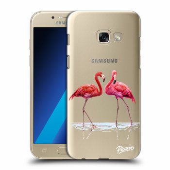 Picasee átlátszó szilikon tok az alábbi mobiltelefonokra Samsung Galaxy A3 2017 A320F - Flamingos couple