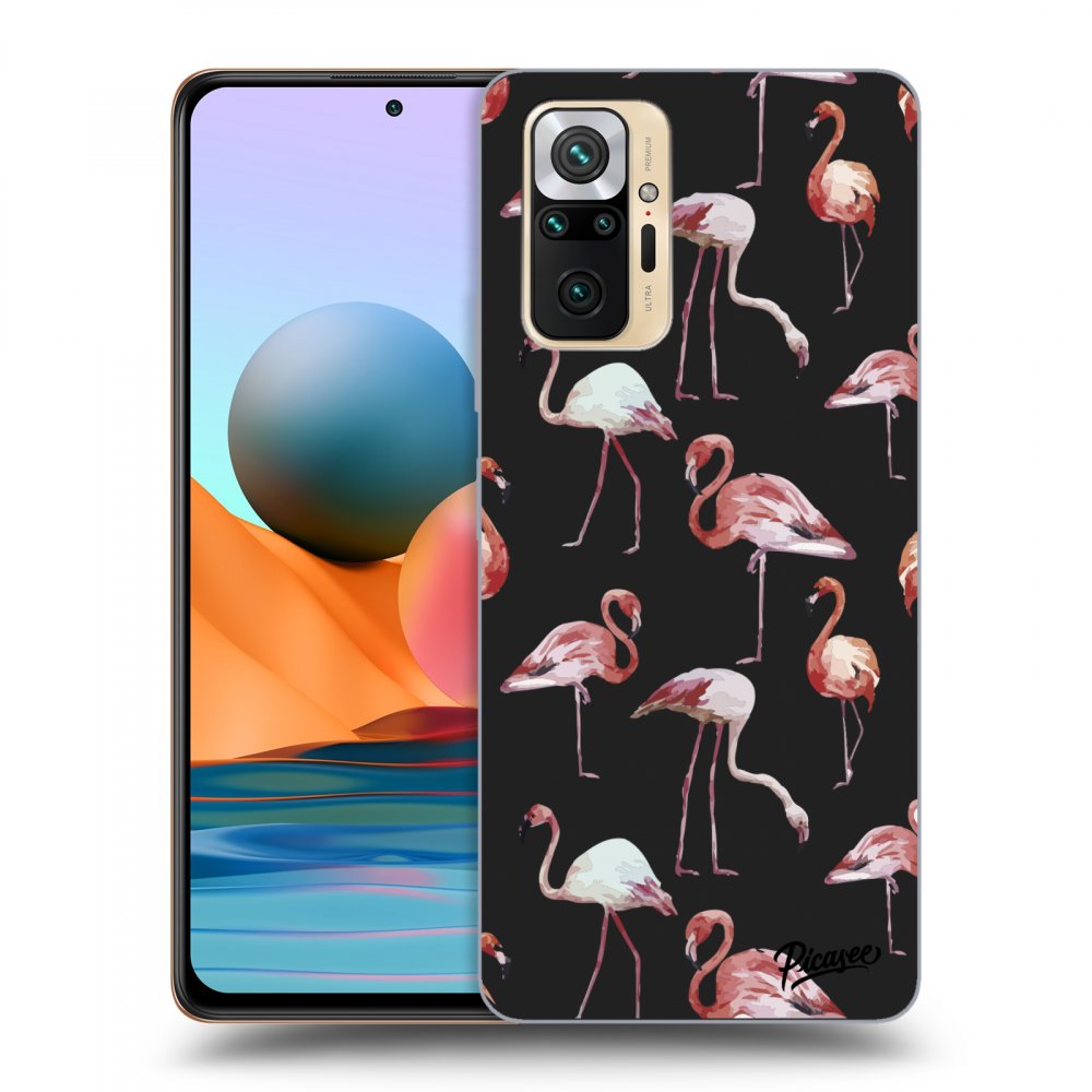 Picasee fekete szilikon tok az alábbi mobiltelefonokra Xiaomi Redmi Note 10 Pro - Flamingos
