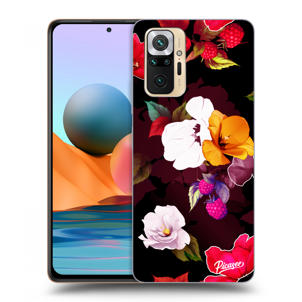 Picasee fekete szilikon tok az alábbi mobiltelefonokra Xiaomi Redmi Note 10 Pro - Flowers and Berries