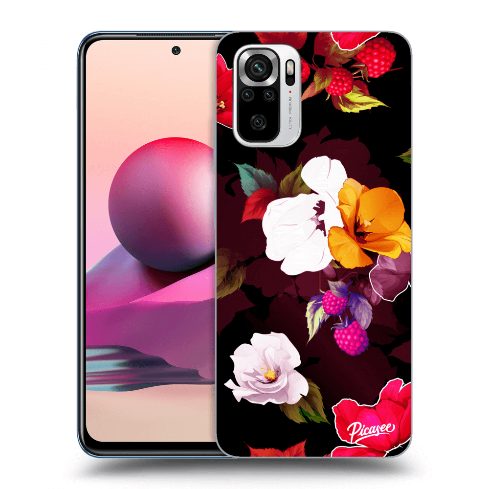 Picasee fekete szilikon tok az alábbi mobiltelefonokra Xiaomi Redmi Note 10S - Flowers and Berries