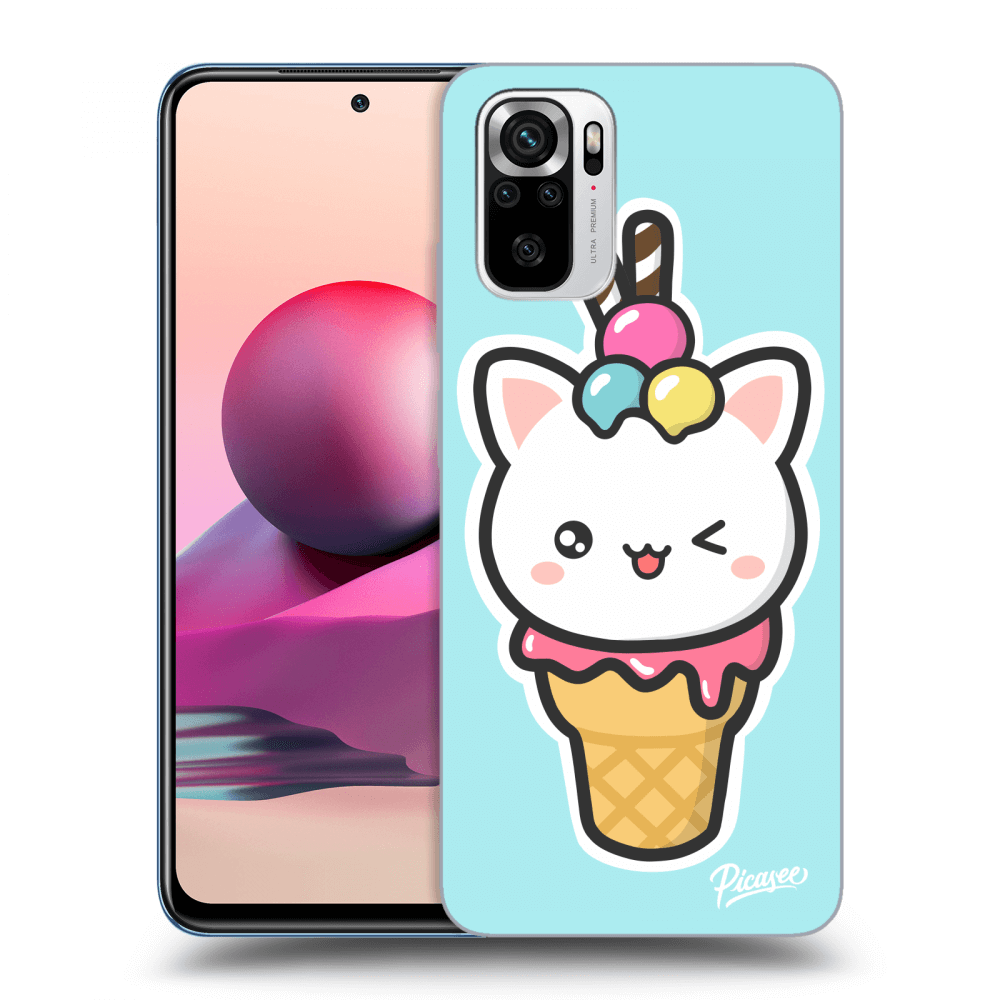 Picasee fekete szilikon tok az alábbi mobiltelefonokra Xiaomi Redmi Note 10S - Ice Cream Cat