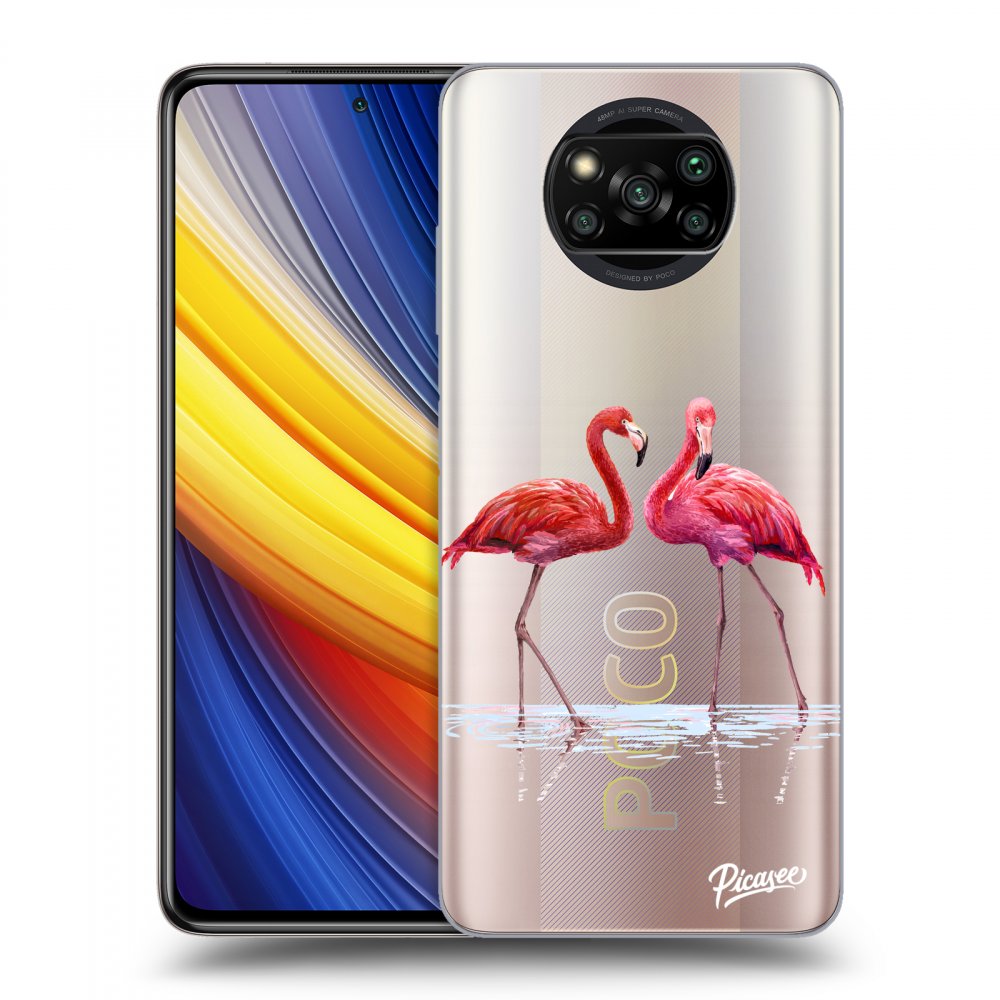 Picasee átlátszó szilikon tok az alábbi mobiltelefonokra Xiaomi Poco X3 Pro - Flamingos couple