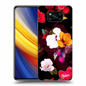 Picasee fekete szilikon tok az alábbi mobiltelefonokra Xiaomi Poco X3 Pro - Flowers and Berries
