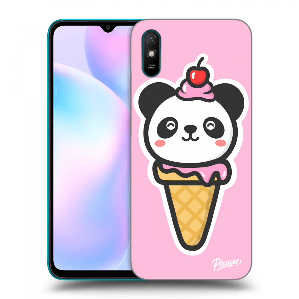 Picasee fekete szilikon tok az alábbi mobiltelefonokra Xiaomi Redmi 9AT - Ice Cream Panda